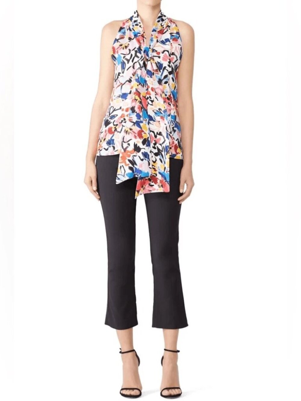 Prabal Gurung Tie Neck Blouse Floral Multicolor Silk Size 0